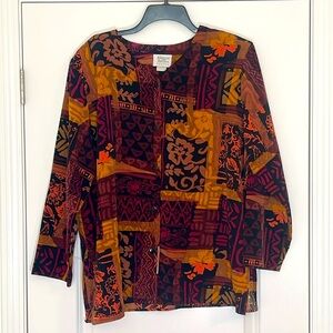 Vintage Maggie Barnes Petites Button Down Shirt w/ Shoulder Pads Size 1XP